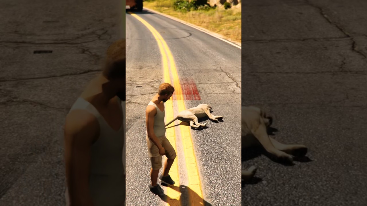 ADAM SAVED ONCMORE LION 🦁 LIFE! #gtav #gta #shorts