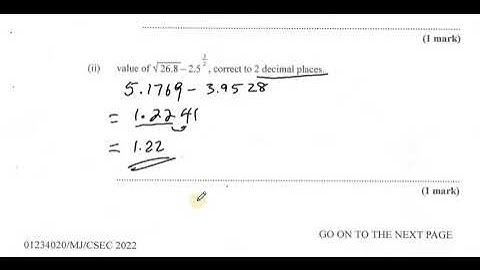 CXC June 2022 Maths Exam | Question 1 (a) Part (ii) | Square roots and fractional power