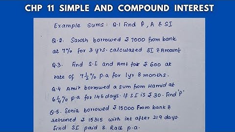 Solved Example Sums ( Q1 to Q5.) Chp 11 Simple Interest and Compound Interest. Class 8. Oxford Maths