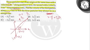 Three particles start from origin at the same time with a velocity ...