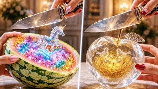 Would You Cut These Magical Crystal Glass Fruits? 😱🔪ASMR  Crystal Fruit Reveal Compilation 🍊🎧