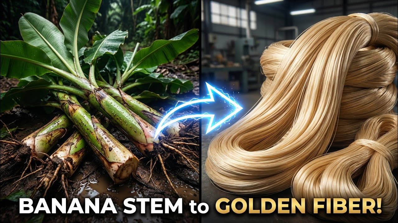 How Banana Stem Turns Into Fiber 😱 | Inside a High-Tech Banana Stem Factory