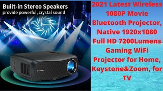 2021 Latest Wireless 1080P Movie Bluetooth Projector, Native 1920x1080 Full HD 7200Lumens Gaming screenshot 3