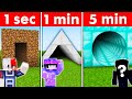 We built the best security tunnel 5 seconds vs 1 min vs 5 min minecraft