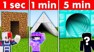 WE BUILT THE BEST SECURITY TUNNEL! 5 SECONDS VS 1 MIN VS 5 MIN (Minecraft) screenshot 5