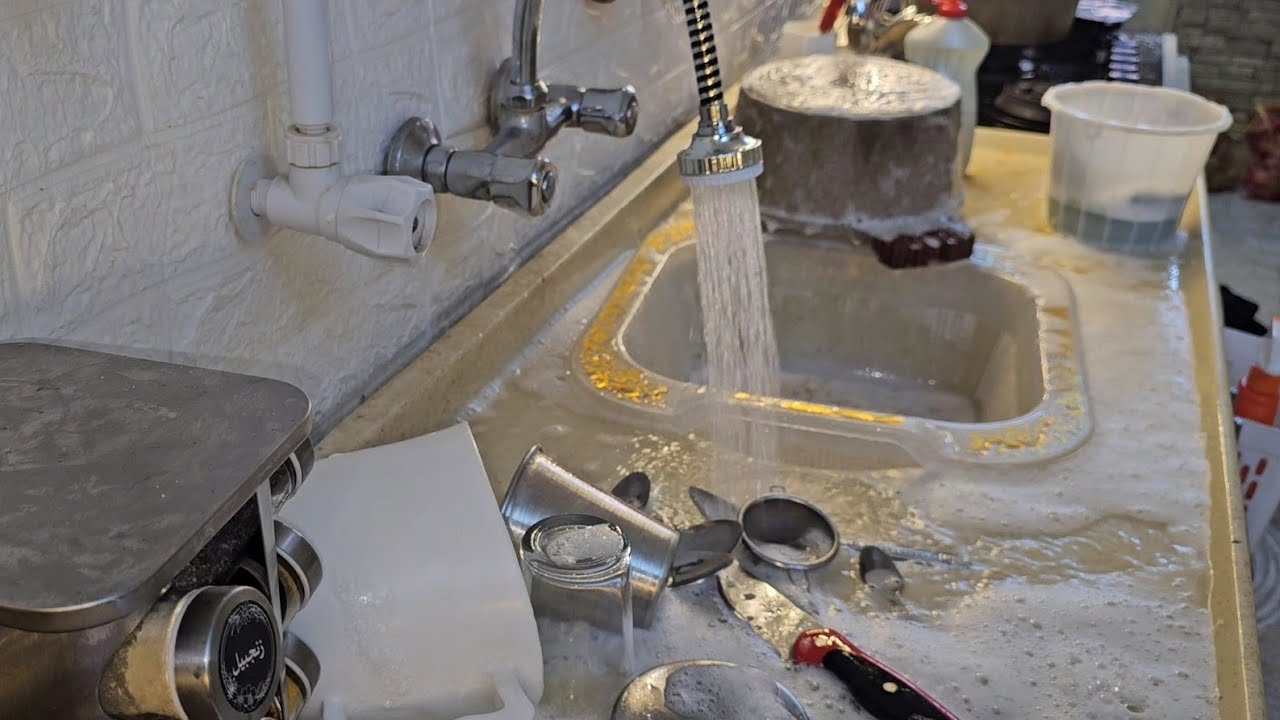 #روتين المي مكطوع بسبب الأمطار فصال دشاديش المواعين متراكمه😭