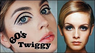 Twiggy 60s Makeup Tutorial | MOD Graphic Liner & Eyelashes | 1960s Transformation