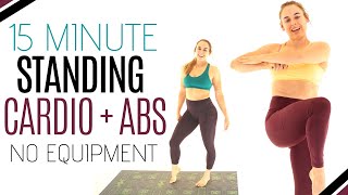 INTENSE FAT BURN HIIT Cardio + Abs STANDING WORKOUT: 15 MIN Beginner No Equipment Daily Home Workout