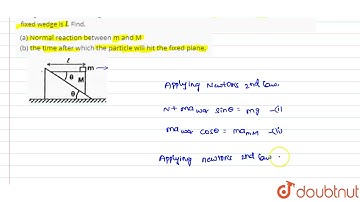 A wedge of mass M lies on a smooth fixed wedge of inclination theta. A particle of mass m lies o...