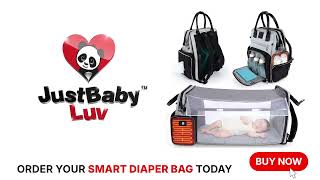 JustBaby Luv Premium All-in-One Diaper Backpack Bag Changing Station, Baby Essentials, Parents Gift