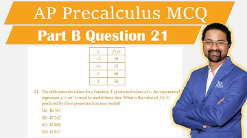 AP Precalculus MCQ #21 The table presents values for a function f at selected values of x. An expone