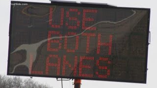 Does it help? Truck drivers stopped in the left lane obstructing traffic before an accident