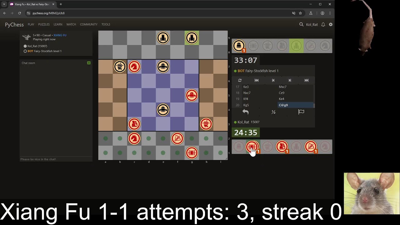 Xiang Fu chess variant lvl1-1win challenge