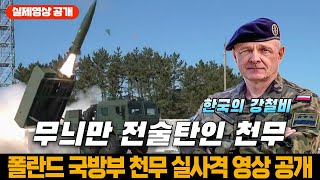 폴란드 국방부 천무 다연장로켓 실사격 영상 공개
