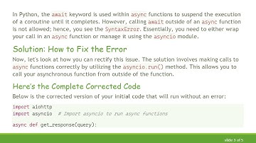 Resolving the await Outside Function Error in Python Async Code
