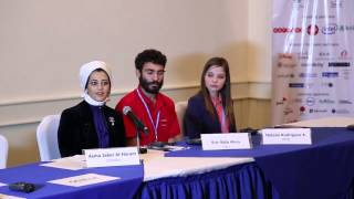 Ooredoo delegate Asma at a press conference at the Global Youth Summit #BYND2015 screenshot 4