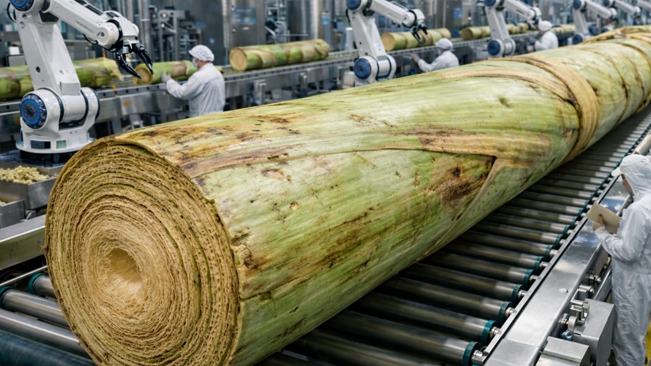 Inside the Largest High-Tech Banana Stem Factory | How It’s Made (Full Process)