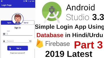 Simple Login App using Database- User Registration (PART 3) in Hindi/Urdu Android Studio 3.3.2
