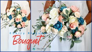 DIY Asymmetric  Cherry Blossom Bridal Bouquet | Weddings on a Budget | DIY Tutorial