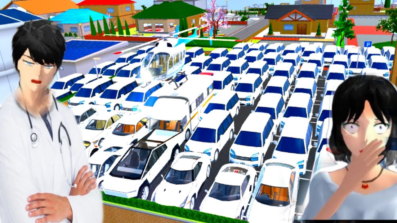 Sakura//All white colour car collection at hospital place😱//super car//sakuraschoolsimulator