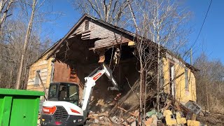 Abandoned Home Demolition Southern Illinois  Day 2.1 with the Bobcat Mini Excavator