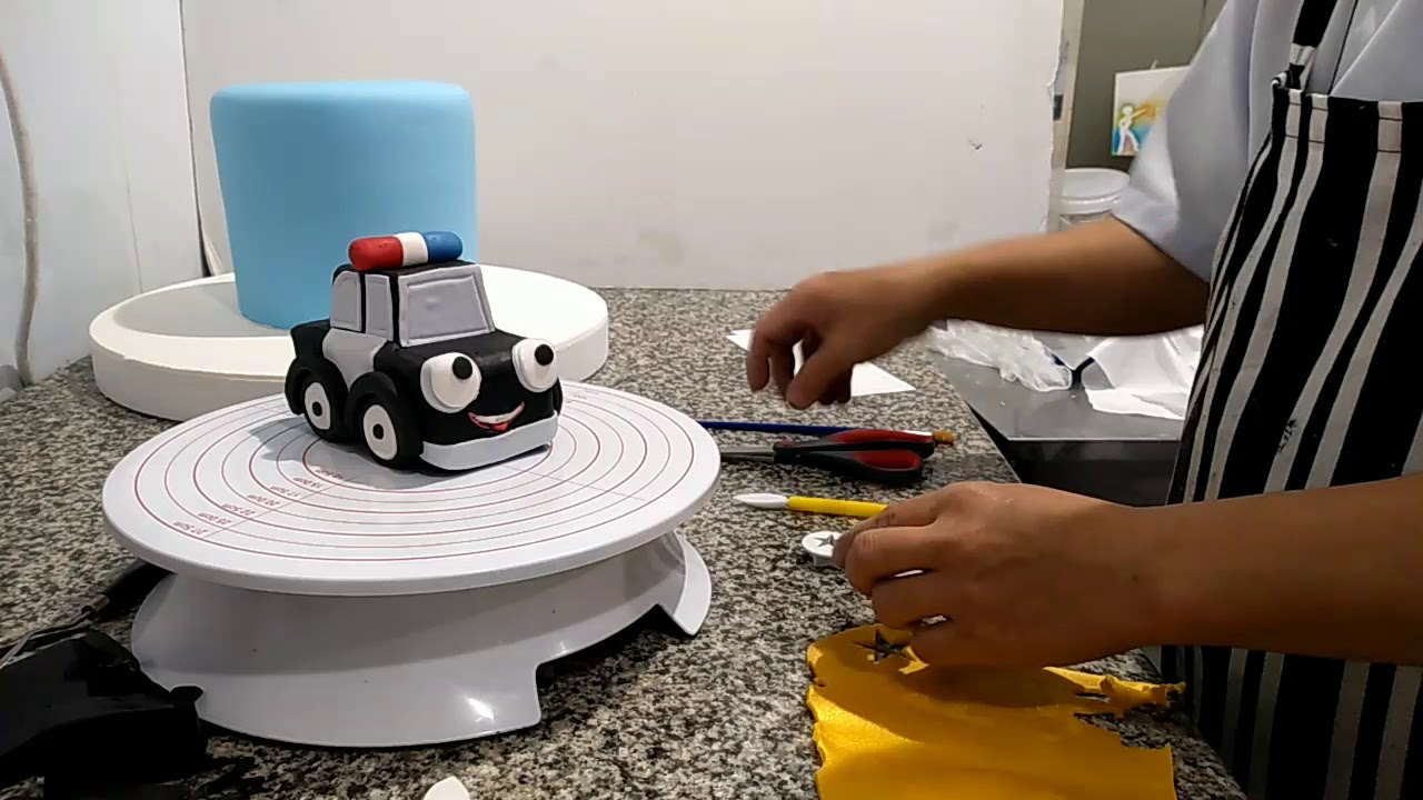 Cartoon Police Car, Birthday Cake Topper Edible
