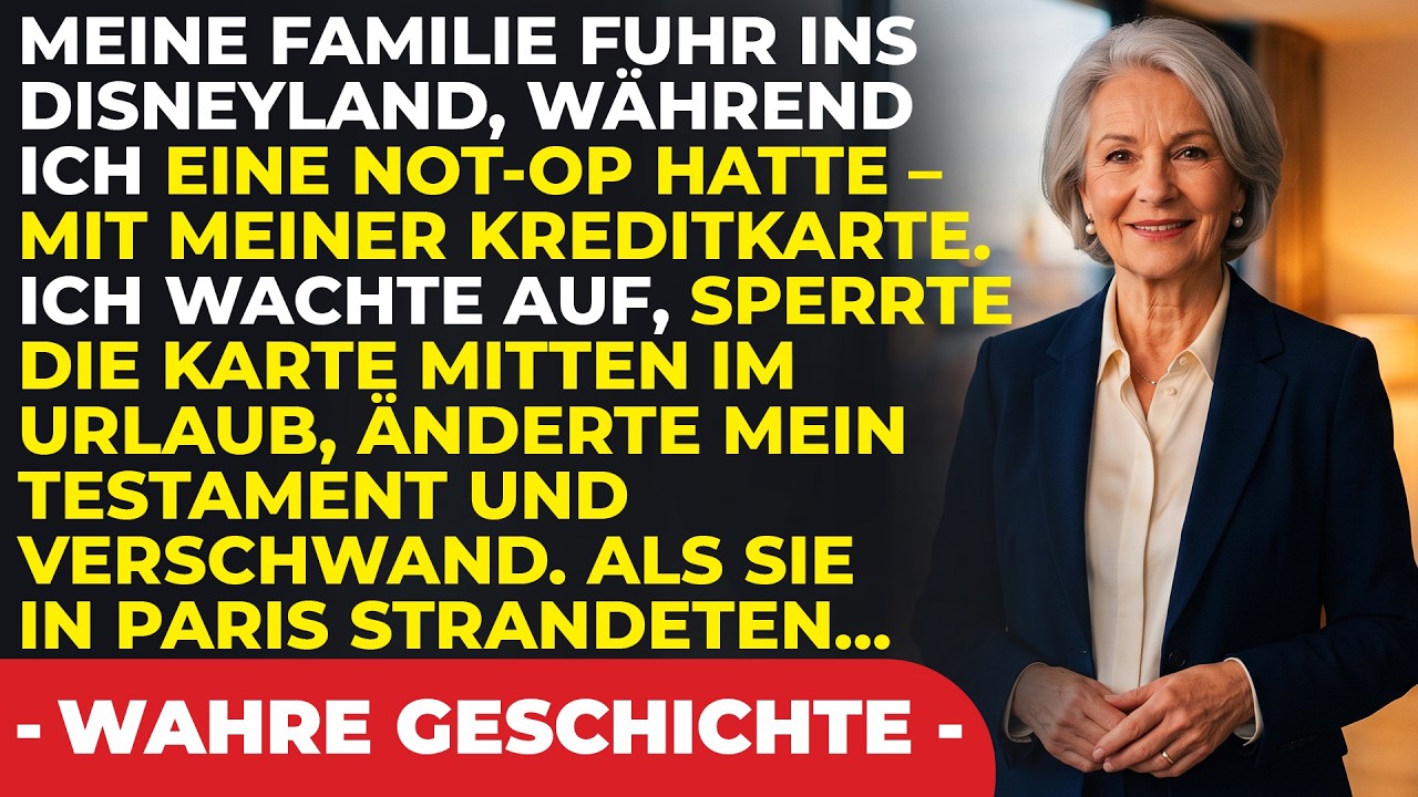Ich wachte aus einer Notoperation auf und fand heraus, dass mein Sohn mit meiner Kreditkarte im Disneyland war – während ich allein im Krankenhaus lag. „Mama, wir besuchen dich, wenn wir Sonntag...