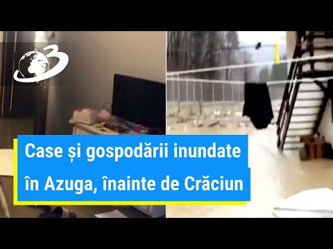 Case și gospodării inundate în Azuga, după ploile abundente din ultimele ore