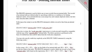 SAP ABAP   Deleting Internal Tables