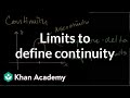 Limits to define continuity
