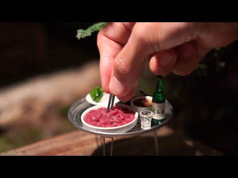 korean Mini Food/ 납작만두, 무침회/뭉티기/누른국수/대구10미/미니어처 요리/miniature cooking