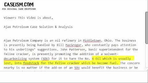 Ajax Petroleum Case Solution & Analysis-  Caseism.com