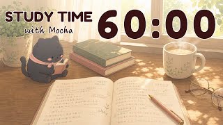 1 Hour Timer 🌿 Study with Mocha | Afternoon Sunlight Lofi Timer