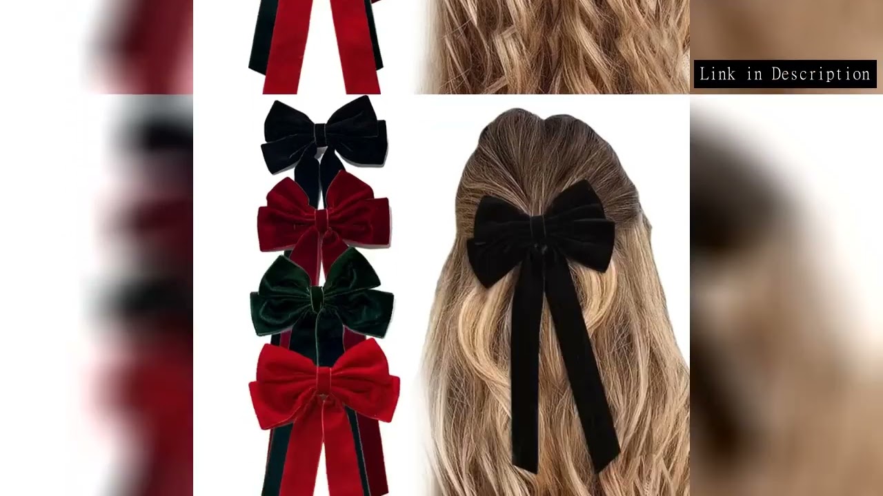 Velvet Hair Clip for Women Elegant Handmade Black Red Green Double Bows Barrette Pin Long Tassel Hai