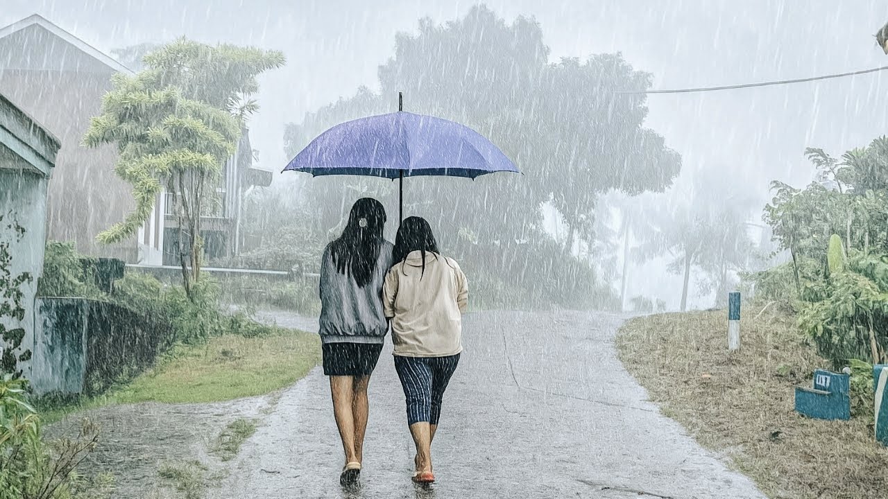 Cold Weather!🌧️ Rain and Strong Winds in Rural Indonesia l Sleep Instantly