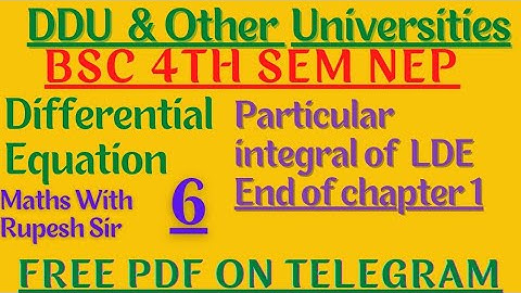 Linear differential equation with constant coefficient | Particular integral | DDU | #MathVath |