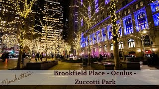 [4K] 🎄NYC Christmas Walking Vlog: Brookfield Place🌟Oculus and Zuccotti Park ✨. Dec. 2021