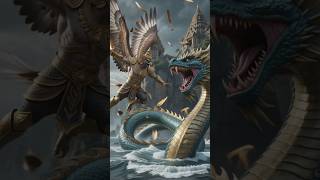 Cliff between God garuda and naga in a Thai temple