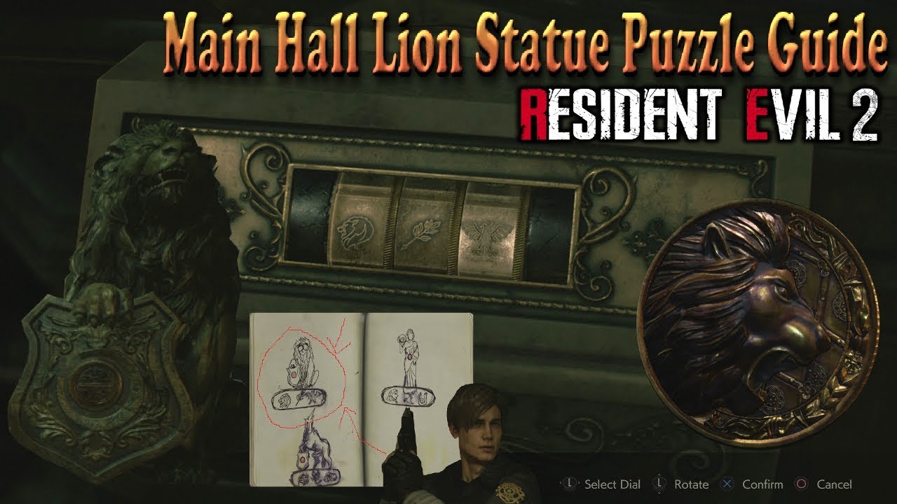 Resident Evil 2 Remake 1st Scenario Main Hall Lion Statue Puzzle Guide -  YouTube