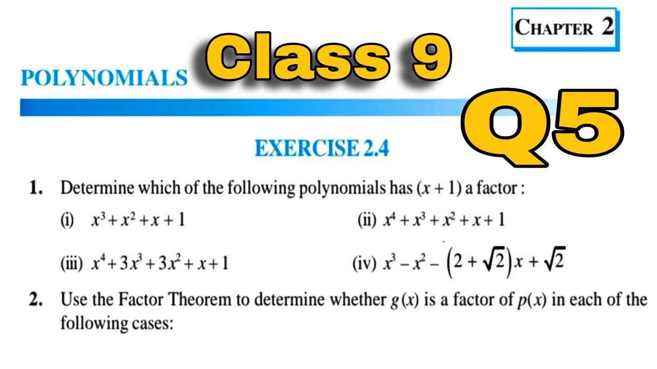 Class 9th Ex 2.4 Q5 Polynomials NCERT Maths CBSE Rajmith Study - YouTube