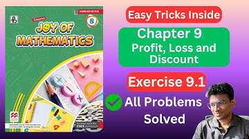Joy of Maths | Class 8 | Chapter 9 | Profit, Loss and Discount | Exercise 9.1 | All Solved #icse