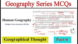 Human Geography I MCQ Part 6 I Geographical Thought I Dualism &amp; Dichotomy I Quantitative Revolution