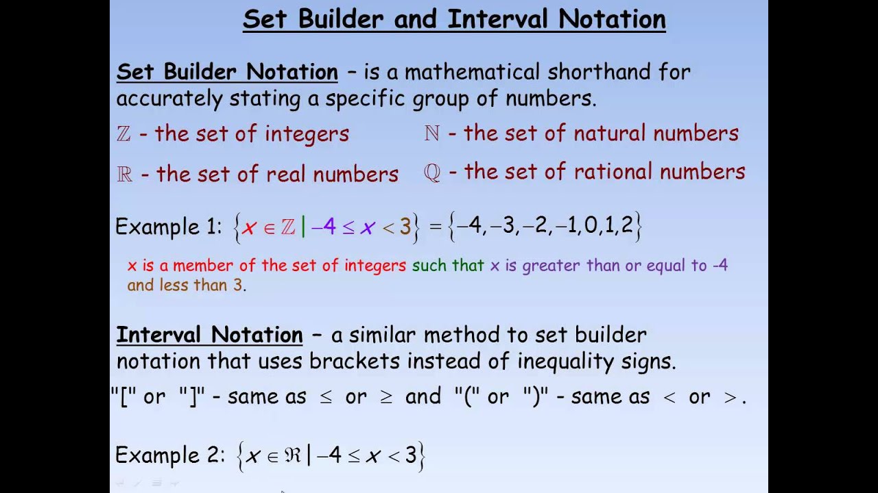 Set Builder and Interval Notation