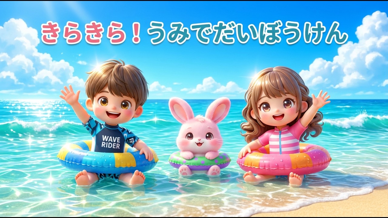 きらきら！うみでだいぼうけん🏖️Sparkling Ocean Big Adventure! #知育 #こどものうた #キッズソング #歌