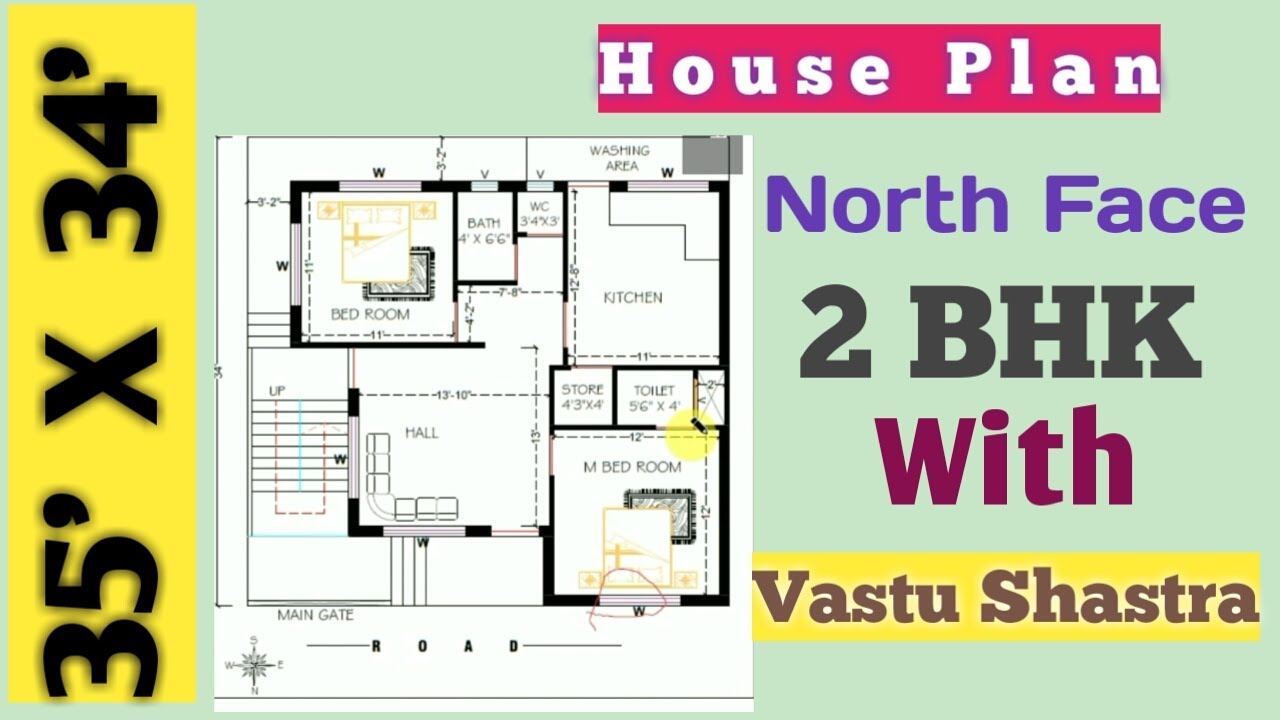 35' x 34' House Plan North Face 35 x 34 2BHK House Plan