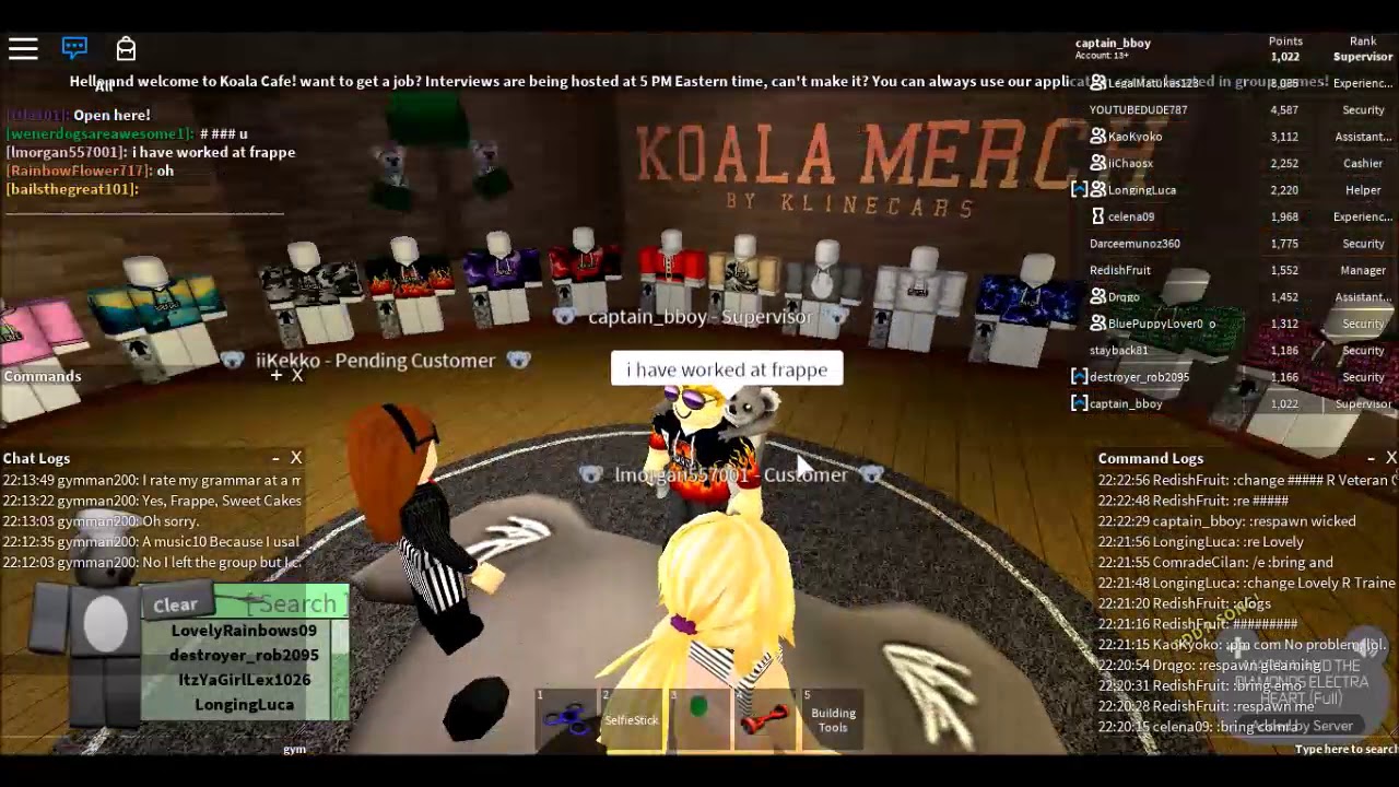 Roblox Koala Cafe Application Answers