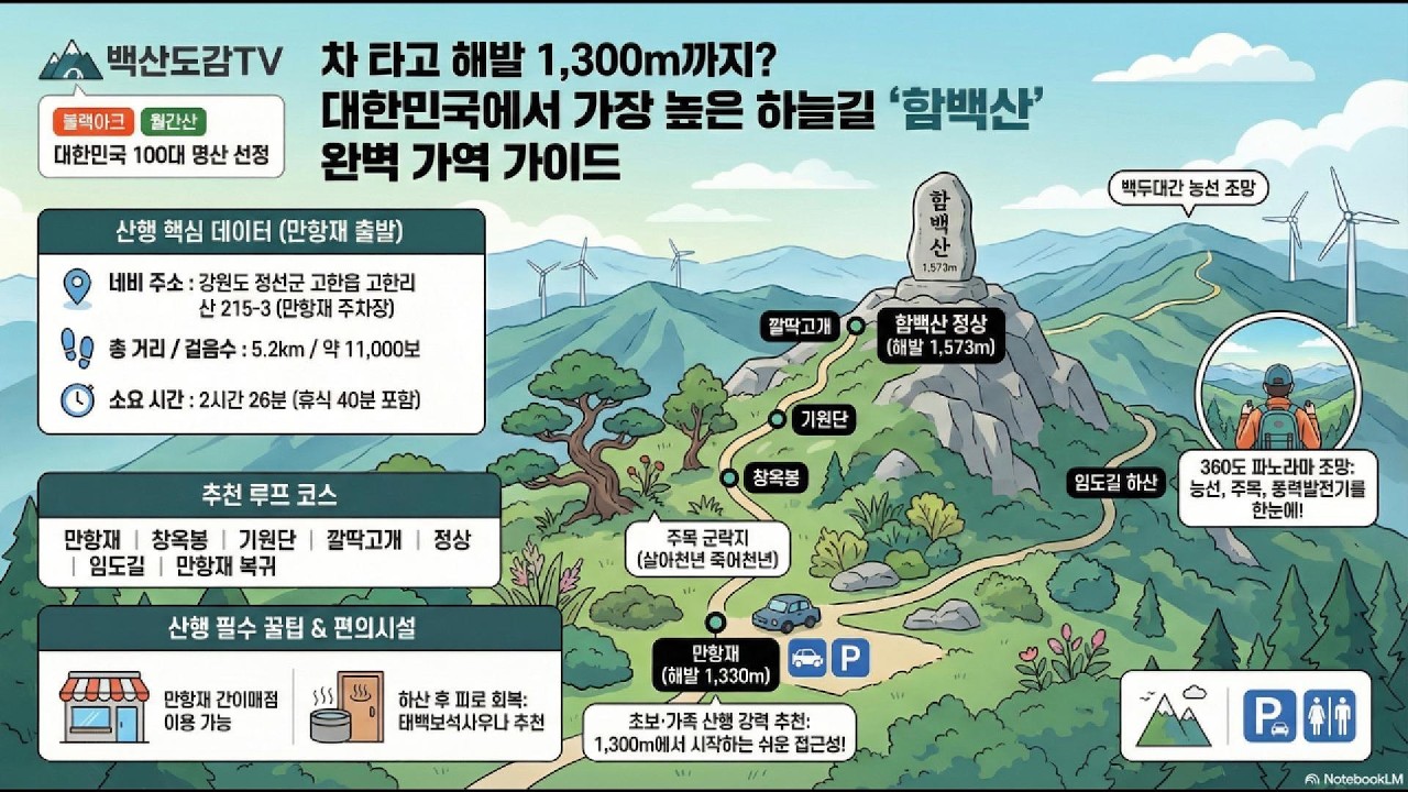 함백산 (강원도 태백시/정선군) | 100대명산 산행기록/만항재 주차장 ▶ 창옥봉 ▶ 기원단 ▶깔딱고개 ▶정상 (1572.9m) ▶ 임도길  ▶ 만항재 주차장