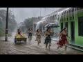Extreme Rainstorm Walk in Rural Indonesia 🌧️ | Beautiful Countryside Atmosphere for Sleep