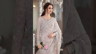 Maria B Saree Exclusive 2025Article Details-Fully Heavy Embroidered Net Front Or Back With Cut Work