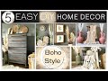 5 Home Decor DIYs: Boho blanket, chalk painted Ikea dresser & vase, floating frame & Boho hoop weave